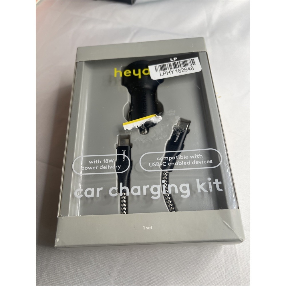 USB Car Charger with 6' USB-C to USB-C Braided Cable - heyday Matte Black